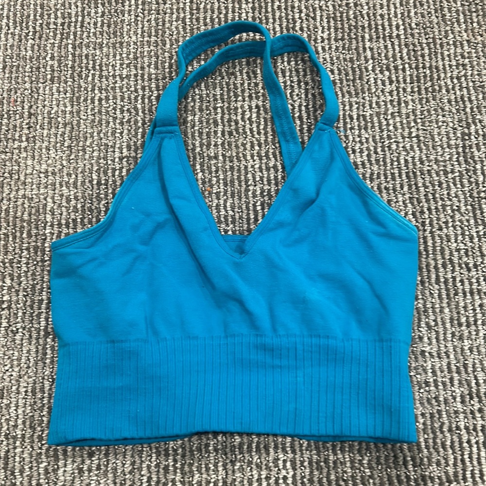 Teal cross straps tank top size small